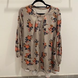 Flowered Long Sleeve Dress